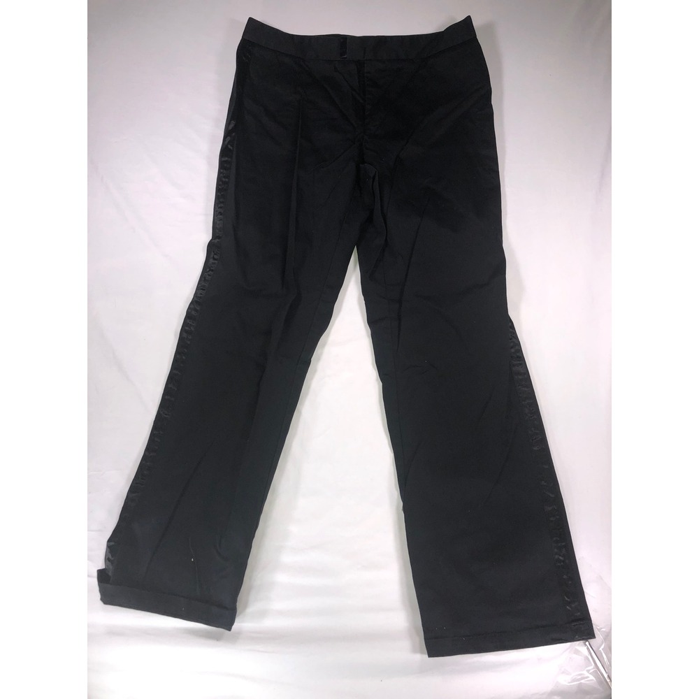 DKNY Jeans Womens Black Satin Tuxedo Stripe Straight Leg Trousers Pants